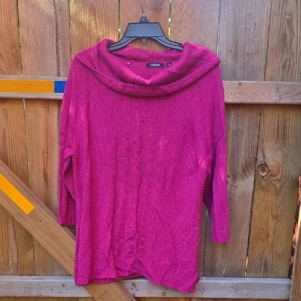 Elementz Fuchsia Cowl Neck Sweater